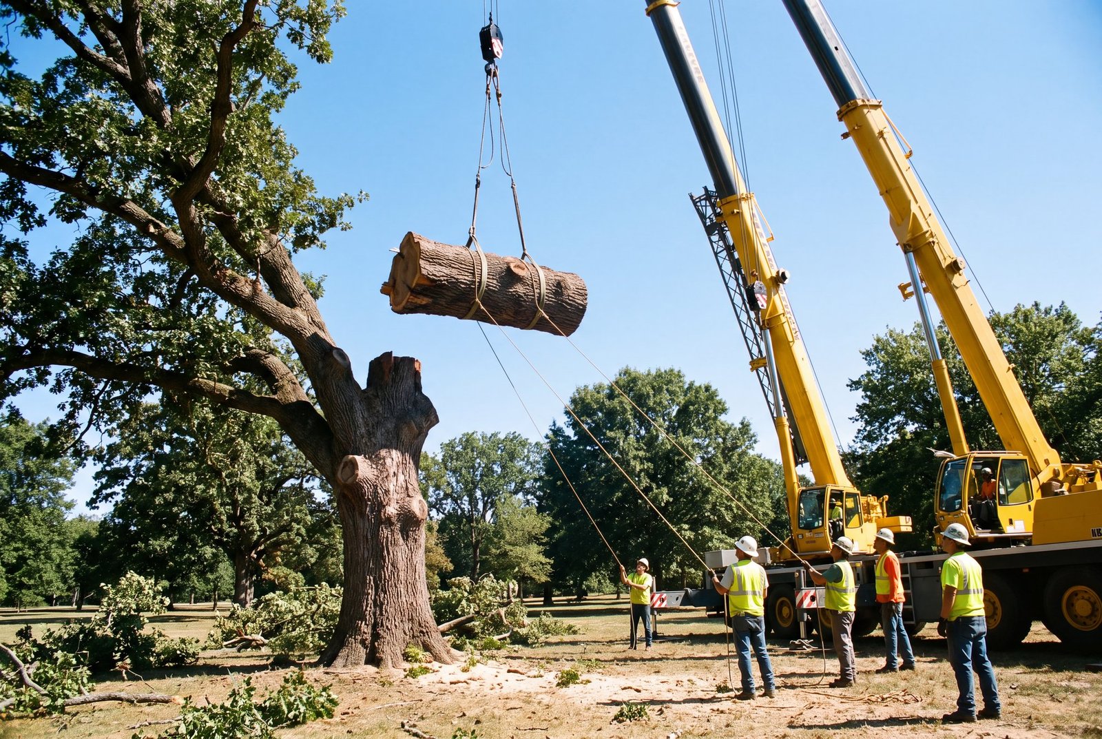 Tree Removal Buffalo NY, TreeCraft crew removing a large tree with crane rigging